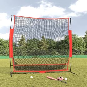 Portable Baseball Net Black and Red 84.6"x42.1"x85" Polyester