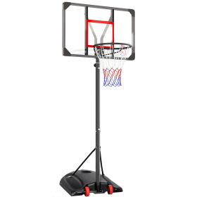 Basketball System,Adjustable Height 77" - 102"(6.46ft - 8.53ft) Portable Impact Backboard Outdoor Basketball Hoop with 33" PE Backboard for Adult