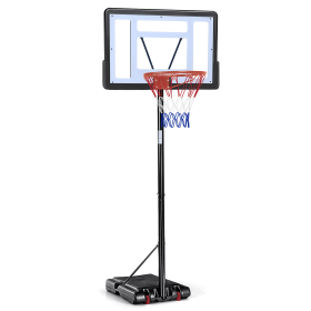 Basketball Hoop Outdoor, 5.2 Ft to 6.8Ft Adjustable Basketball Goal with 32" Backboard & 16" Basket, All Weather Portable Basketball Stand Wheels, for