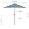 Outdoor Patio 8.7-Feet Market Table Umbrella with Push Button Tilt and Crank; Blue Stripes With 24 LED Lights[Umbrella Base is not Included]