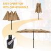 15x9ft Large Double-Sided Rectangular Outdoor Twin Patio Market Umbrella w/Crank-tan