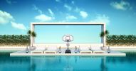 Portable Poolside Basketball Hoop Swimming Pool 3.1ft to 4.7ft Height-Adjustable Basketball System Goal Stand for Kids