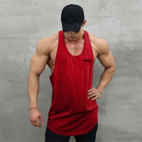 Sports Vest Men's Basketball Sleeveless T-shirt Summer Workout Loose Top Training Basketball Clothes Quick-drying Top (Option: Red-L)