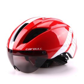 Pneumatic Bicycle Helmet For Road And Mountain (Option: Red and white-M)