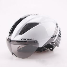 Pneumatic Bicycle Helmet For Road And Mountain (Option: White black-M)