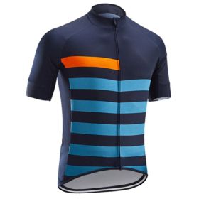 Road And Mountain Bike Cycling Jerseys Men's Tops Spring And Summer Cycling Jerseys (Option: Black and blue stripes-L)