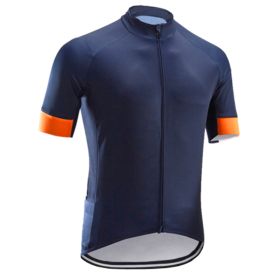 Road And Mountain Bike Cycling Jerseys Men's Tops Spring And Summer Cycling Jerseys (Option: Navy Blue-L)