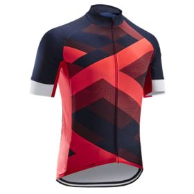 Road And Mountain Bike Cycling Jerseys Men's Tops Spring And Summer Cycling Jerseys (Option: Gradient red-S)