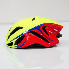 Pneumatic Road Mountain Bike Helmet Men And Women Cycling Helmet (Option: Fluorescent yellow red-L)