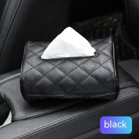 Car Supplies Seat Tissue Box Sun Visor Tissue Bag Armrest Tissue Dispenser Rear (Color: Black)