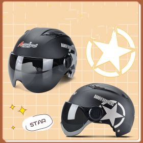 Winter Warm Battery Car Helmet Cute Korean Helmet (Option: Black Star)