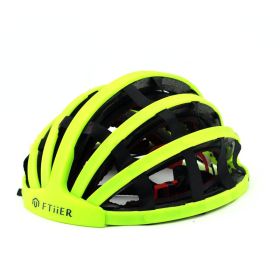 Ultralight Folding Bicycle Helmet Portable Road Bike Mountain Bike Outdoor Sports Mountain Hiking Equipment (Option: Fluorescent green-M)