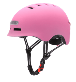 Skateboard Cycling Electric Vehicle Lighting Warning Smart Light Safety Sports Helmet (Option: Pink-L)