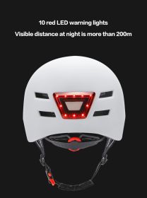 Skateboard Cycling Electric Vehicle Lighting Warning Smart Light Safety Sports Helmet (Option: White-M)