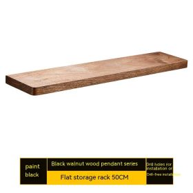 Punch-free Walnut Storage Rack Wall-mounted Storage Rack (Option: Solid Wood Shelf 50 Flat)