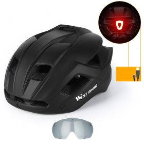 Cycling Helmet Integrated With Goggles Helmet Mountain Road Bike Helmet Equipment (Option: Black-57to62)