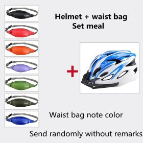 Bicycle Helmet Male Mountain Bike Road Wheel Sliding Balance Bike Breathable Riding Equipment (Option: Blue and white package-One Size)