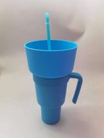 Snack With Handle Straw Cup Kitchen Gadgets (Option: Solid Blue-901to1000ml)