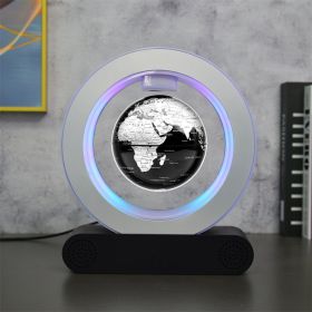 Magnetic County Floating Earth Instrument Bluetooth Speaker Decoration Crafts Strange (Option: Black English Silver Ball Body-US)