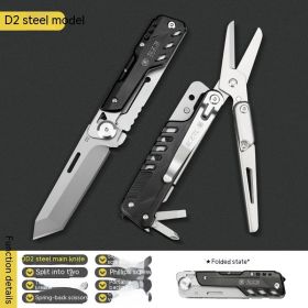 Multi-function Folding Knife High Hardness Camping Tool (Option: D2 Steel Blade Edition-Knife Only)