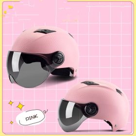 Winter Warm Battery Car Helmet Cute Korean Helmet (Option: Pink fiber)