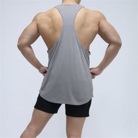 Sports Vest Men's Basketball Sleeveless T-shirt Summer Workout Loose Top Training Basketball Clothes Quick-drying Top (Option: Grey-L)