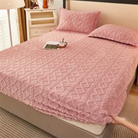 Winter Thermal Flannel Coral Fleece Fitted Sheet Fleece-lined Non-slip Bedspread (Option: Baby Pink-90cm200cm)