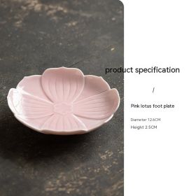 Ceramic Snack Plate Vintage Lotus Fruit Plate (Option: Cherry Pink Eight Pieces Disk)