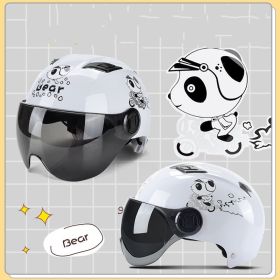 Winter Warm Battery Car Helmet Cute Korean Helmet (Option: White locomotive)