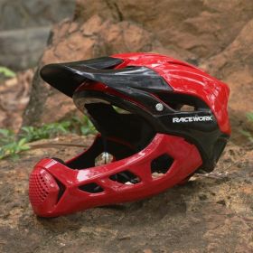 Bike Downhill Riding Cross Country Helmet (Option: Black red-One size)