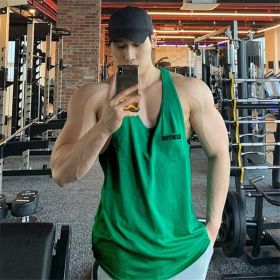 Sports Vest Men's Basketball Sleeveless T-shirt Summer Workout Loose Top Training Basketball Clothes Quick-drying Top (Option: Green-XXL)