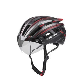 Mountain Road Bike Helmet Outdoor Riding (Option: Black red-One size)