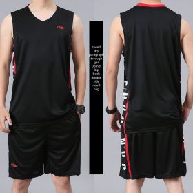 Casual Wear Sleeveless Thin Vest Running Wear Shorts Sportswear (Option: A Black-4XL)