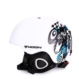 Ski Helmet Snow Safety Helmet Protective Gear Sports Equipment Head Protection Integrated (Option: White carnival night-XL)