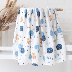 Bamboo Cotton Cloth Bag Single Baby Wrapping Blanket Cover Blanket (Option: Blue Fox-120x120)