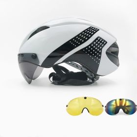 Mountain Bike Road Bike Magnetic Goggles Helmet (Option: White black-L)