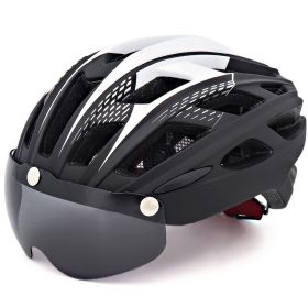 Bicycle Helmet Goggles Integrated Riding Helmet Equipment (Option: Black and White-L)