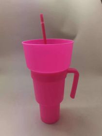 Snack With Handle Straw Cup Kitchen Gadgets (Option: Pink Solid Color-901to1000ml)