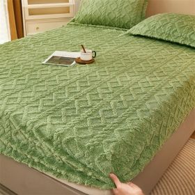 Winter Thermal Flannel Coral Fleece Fitted Sheet Fleece-lined Non-slip Bedspread (Option: Lime Green-90cm200cm)