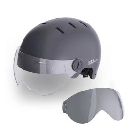 Cool Wind Riding Helmet, Shock Absorption, Shock Resistance, Comfort, Heat Absorption, Ventilation, Head Circumference Adjustment Helmet (Option: K1M Grey plus sunshade mirror-One size fits all)