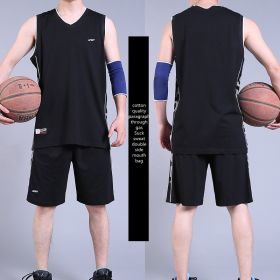 Casual Wear Sleeveless Thin Vest Running Wear Shorts Sportswear (Option: Black-4xl)