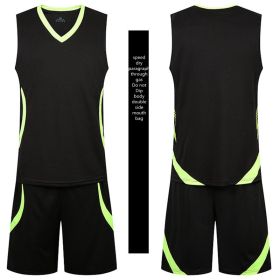 Casual Wear Sleeveless Thin Vest Running Wear Shorts Sportswear (Option: A Green black-3XL)