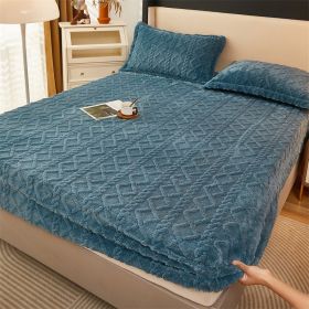 Winter Thermal Flannel Coral Fleece Fitted Sheet Fleece-lined Non-slip Bedspread (Option: Bentley Blue-90cm200cm)