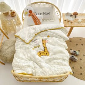 Cotton Yarn-dyed Washed Cotton Embroidered Children Quilt (Option: Happy Deer-120x150cm Spring Autumn)