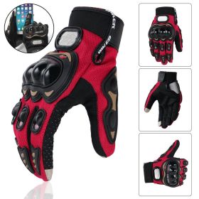 1 Pair Riding Tribe Touch Screen Motorcycle Gloves, Full Finger Hard Knuckle Safety Gloves Motos Luvas Motocross Protective Gear Racing Gloves (Color: Red, size: XL)