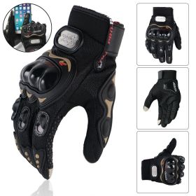 1 Pair Riding Tribe Touch Screen Motorcycle Gloves, Full Finger Hard Knuckle Safety Gloves Motos Luvas Motocross Protective Gear Racing Gloves (Color: Black, size: XL)