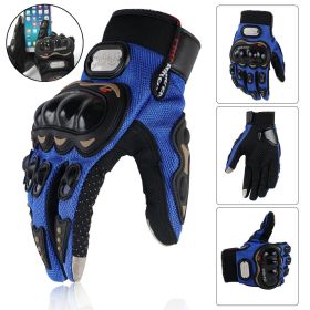 1 Pair Riding Tribe Touch Screen Motorcycle Gloves, Full Finger Hard Knuckle Safety Gloves Motos Luvas Motocross Protective Gear Racing Gloves (Color: Blue, size: XL)