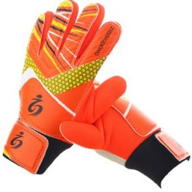 Kid's soccer goalkeeper gloves guantes de portero for children 5-16 years old soft goalkeeper gloves children riding scooters sp (Color: Orange, size: 7)