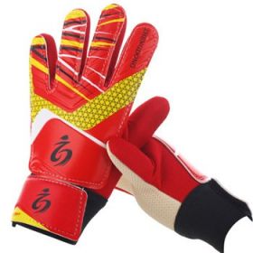 Kid's soccer goalkeeper gloves guantes de portero for children 5-16 years old soft goalkeeper gloves children riding scooters sp (Color: Red, size: 5)