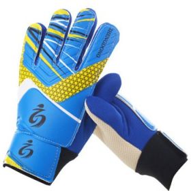 Kid's soccer goalkeeper gloves guantes de portero for children 5-16 years old soft goalkeeper gloves children riding scooters sp (Color: Blue, size: 7)